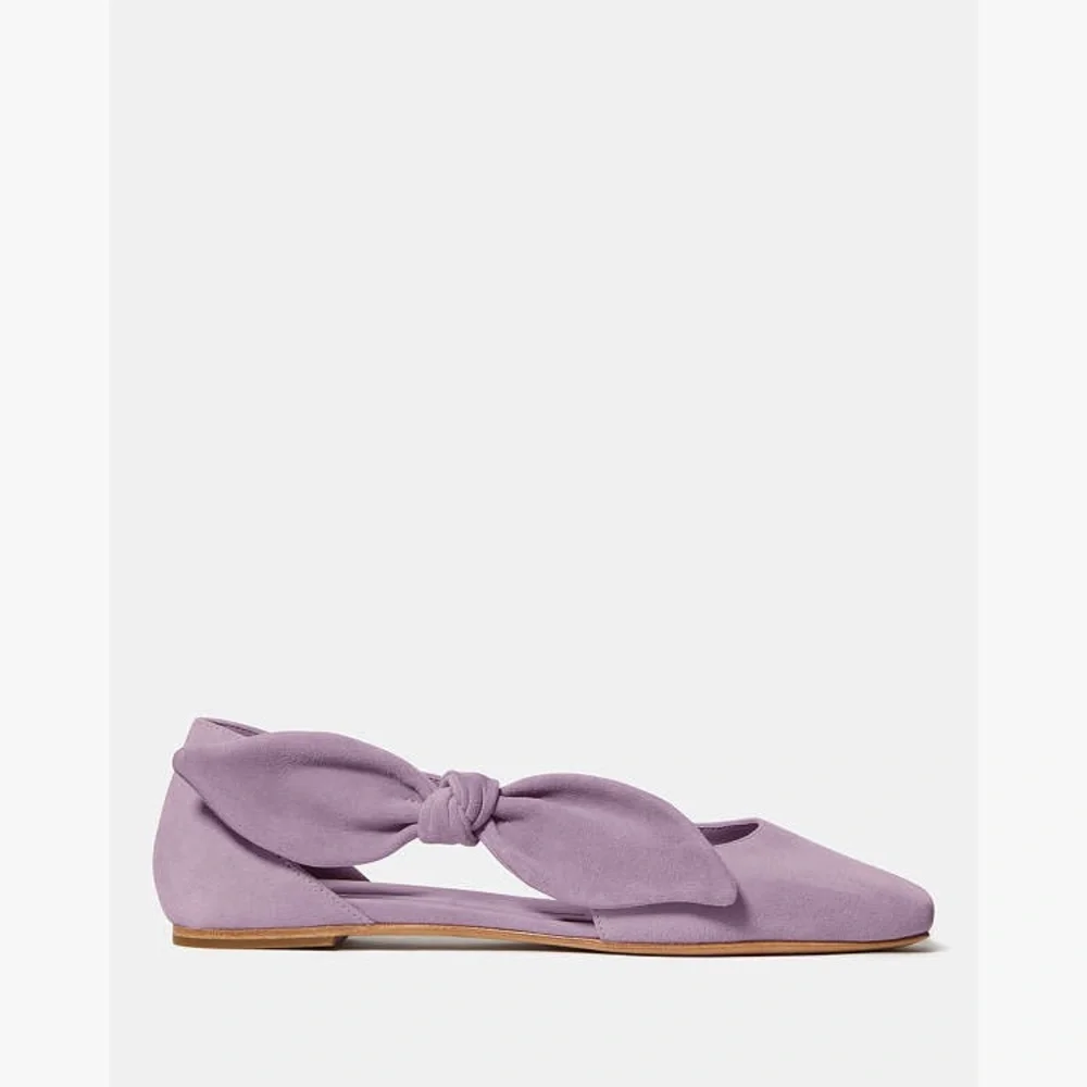 Kate Spade Bunnie Suede Flats Lavender Slingback Bow Ballet Shoes Size 8 - Picture 3 of 6